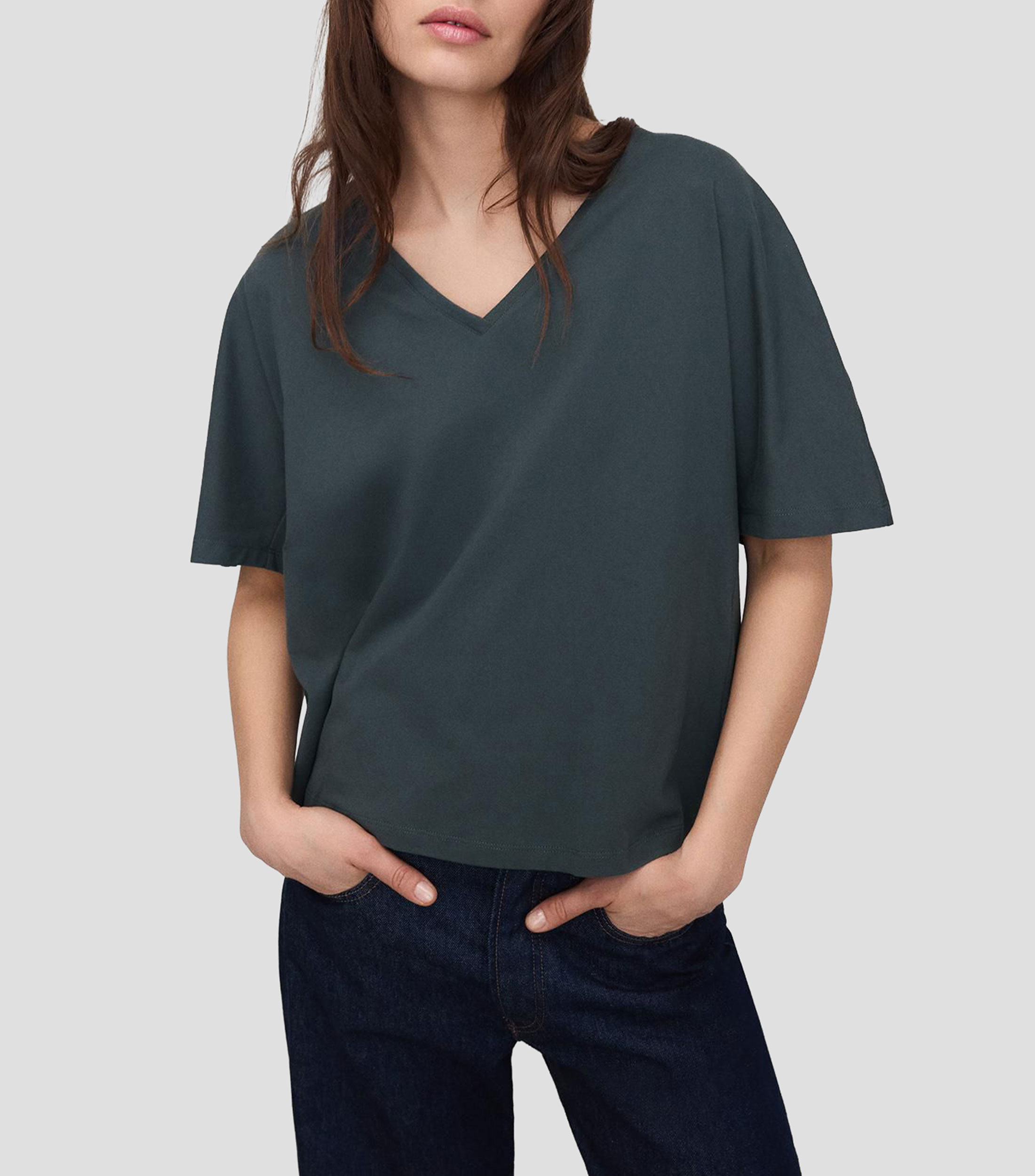 Playera cuello V manga corta lisa PYRATEX Mujer